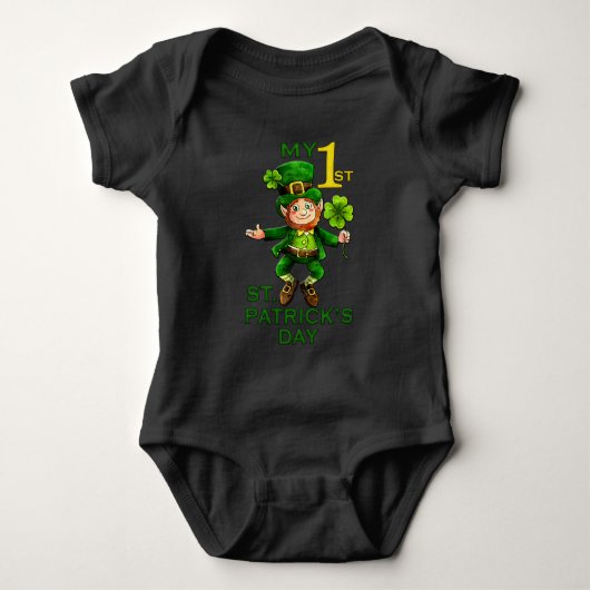 1ste Sint-Patrick's Day Leprechaun Baby Bodysuit (Voorkant)