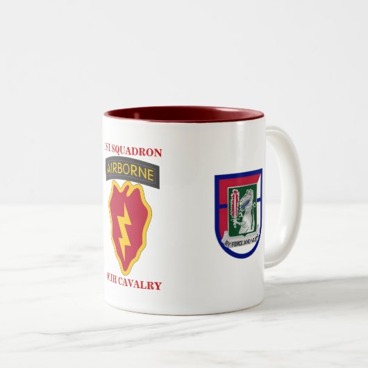 1STE SQUADRON 40th CAVALRY-Mok Tweekleurige Koffiemok (Voorkant rechts)