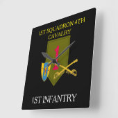 1STE SQUADRON 4E CAVALRY 1ST INFANTRY CLOCK VIERKANTE KLOK (Hoek)