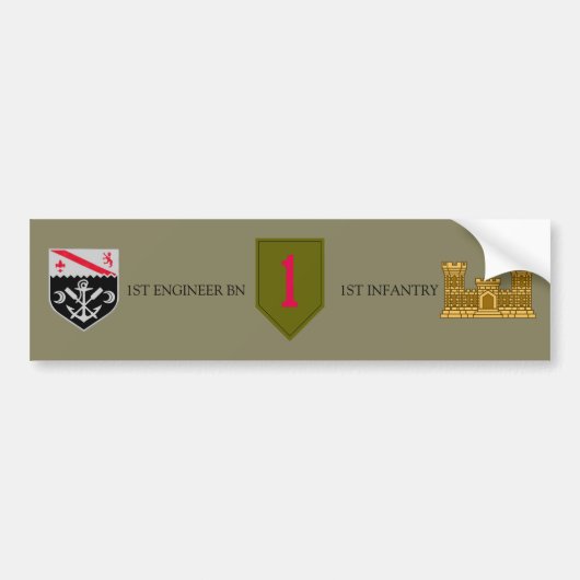 1STE TECHNISCHE BN 1STE INFANTRY-BUMPERSTICKER BUMPERSTICKER (Voorkant)