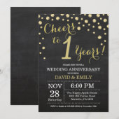 1ste trouwdag krijtbord zwart en goud kaart (Voorkant / Achterkant)