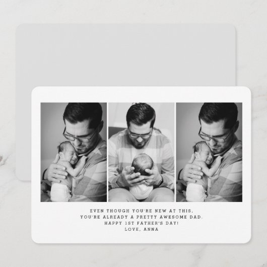 1ste Vaderdag 3 Foto Wenskaart Kaart (Voorkant / Achterkant)