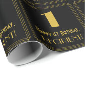 1ste verjaardag ~ Art Deco Geïnspireerde look "1", Cadeaupapier (Rol Hoek)