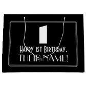 1ste verjaardag ~ Art Deco Geïnspireerde look "1"  Groot Cadeauzakje (Voorkant)