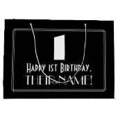 1ste verjaardag ~ Art Deco Geïnspireerde look "1"  Groot Cadeauzakje (Achterkant)