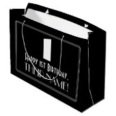 1ste verjaardag ~ Art Deco Geïnspireerde look "1"  Groot Cadeauzakje (Achterkant Gekanteld)