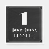 1ste verjaardag ~ Art Deco Geïnspireerde look "1", Servet (Voorkant)