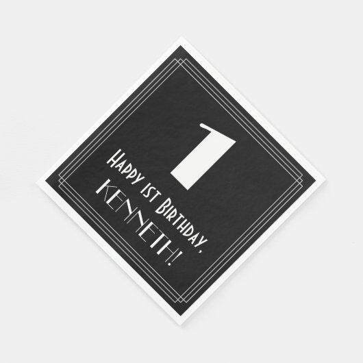 1ste verjaardag ~ Art Deco Geïnspireerde look "1", Servet (Hoek)