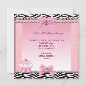 1ste verjaardag: Baby van de roze roze rotskoeken Kaart (Achterkant)