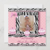 1ste verjaardag: Baby van de roze roze rotskoeken Kaart (Voorkant)