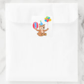 1ste verjaardag Bruin Beer-ballonnen Vierkante Sticker (Tas)