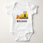 1ste verjaardag Bulldozer Gepersonaliseerde Childs Romper (Voorkant)