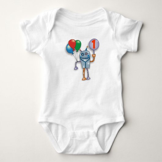 1ste verjaardag Cute Glossy Robot Baby Bodysuit (Voorkant)