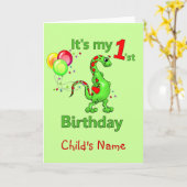 1ste verjaardag Dinosaur Kaart (Gele Bloem)