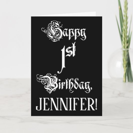 1ste verjaardag: Fancy, elegant Manuscript + de Na Kaart (Voorkant)