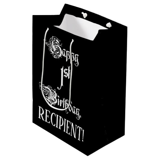 1ste verjaardag: Fancy, elegant Manuscript + de Na Medium Cadeauzakje (Voorkant Gekanteld)