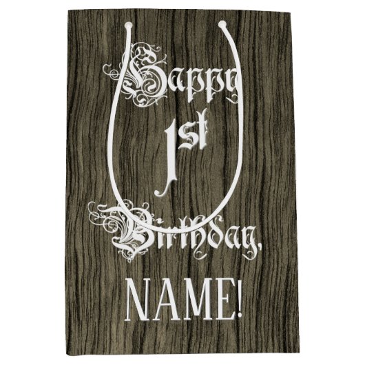 1ste verjaardag: Fancy, Faux Hood Kijk + Aangepast Medium Cadeauzakje (Voorkant)