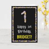 1ste verjaardag: Floral Flowers Number, Custom Nam Kaart (Gele Bloem)