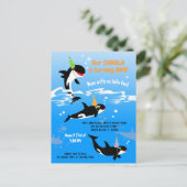 1ste verjaardag onder de zee orka walvis baby meis uitnodiging briefkaart (Staand voorkant)