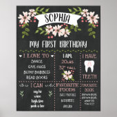 1ste verjaardag Poster van de steenslag Rustic Cha (Voorkant)