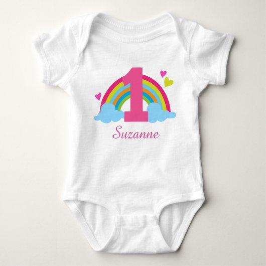 1ste verjaardag Rainbow Personalized Tutu T shirt (Voorkant)
