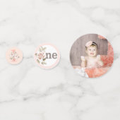 1ste verjaardag Rustic Wood Shabby Chic Rozen Flor Confetti (Voorkanten)