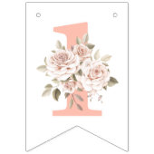 1ste verjaardag Rustic Wood Shabby Chic Rozen Flor Vlaggetjes (Eerste vlag)