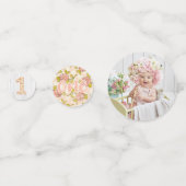 1ste verjaardag Shabby Chic Rozen Rustic Wood Flor Confetti (Voorkanten)