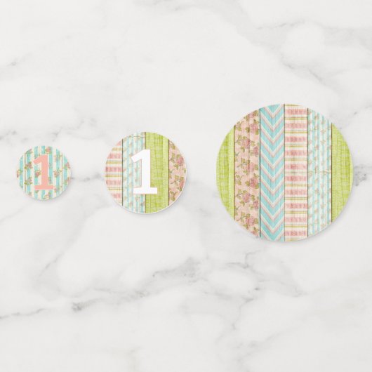 1ste verjaardag Shabby Chic Rozen Rustic Wood Flor Confetti (Achterkanten)