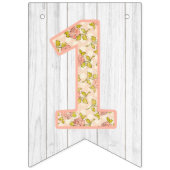 1ste verjaardag Shabby Chic Rozen Rustic Wood Flor Vlaggetjes (Eerste vlag)