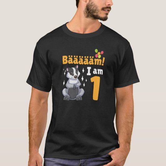 1ste verjaardag van de hongerdag honingbadger met  t-shirt (Voorkant)