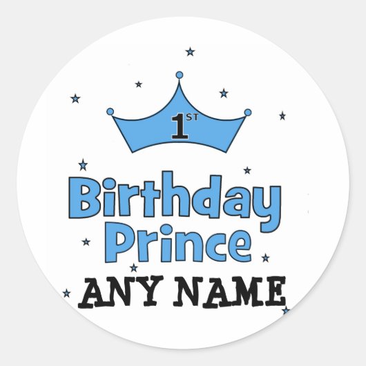 1ste verjaardag van de prins ronde sticker (Voorkant)