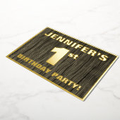 1ste verjaardag: Vet, Faux Hood Grain Pattern Folie Uitnodiging (Gedraaid)