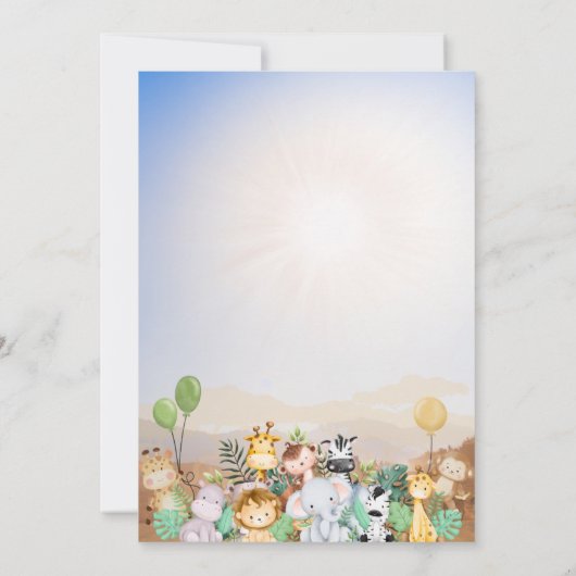 1ste verjaardag Wild Oerwoud Safari Met uitnodigin Kaart (Achterkant)
