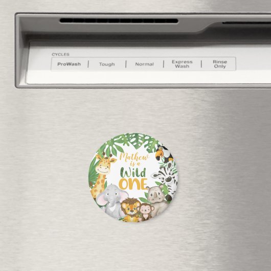 1ste verjaardag Wild One Safari Oerwoud Théming Magneet (Insitu (Vaatwasser))