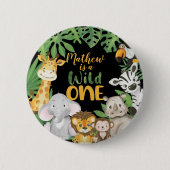 1ste verjaardag Wild One Safari Oerwoud Théming Ronde Button 5,7 Cm (Voorkant)