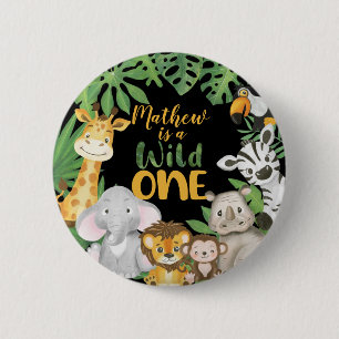 1ste verjaardag Wild One Safari Oerwoud Théming Ronde Button 5,7 Cm