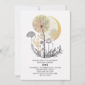 1ste verjaardag Wildflower Celestial Girl Modern Kaart (Voorkant)