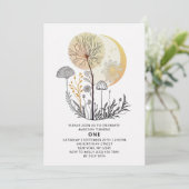 1ste verjaardag Wildflower Celestial Girl Modern Kaart (Staand voorkant)