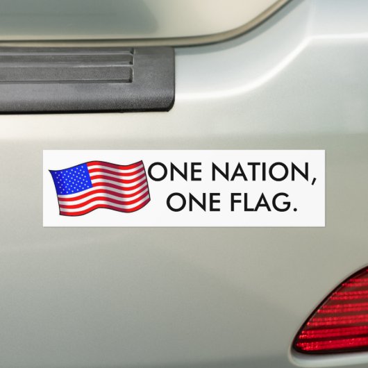 1usa1-med, ÉÉN NATIE, ÉÉN VLAG. Bumpersticker (Op auto)