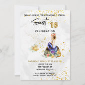 *~* 1Zeemeermin 6 ZOETE ZESTIEN  Bloemige Blauwe V Kaart (Achterkant)