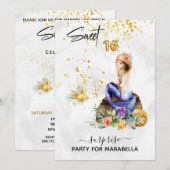 *~* 1Zeemeermin 6 ZOETE ZESTIEN  Bloemige Blauwe V Kaart (Voorkant / Achterkant)