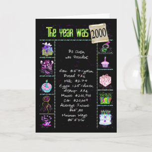 2000 Birthday Jaar Fun Trivia Kaart