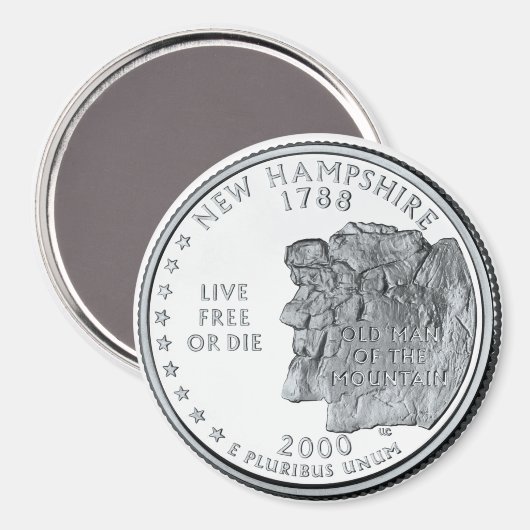 2000 New Hampshire State Quarter magneet (Voorkant / Achterkant)