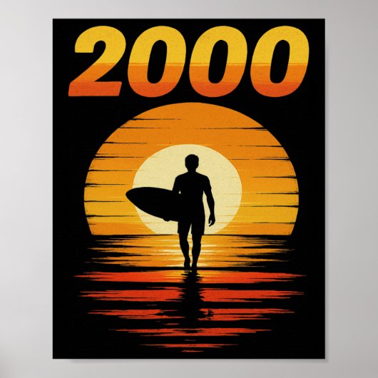 2000 Retro Surfen Vintage Zonsondergang 90s Esthet Poster (Voorkant)