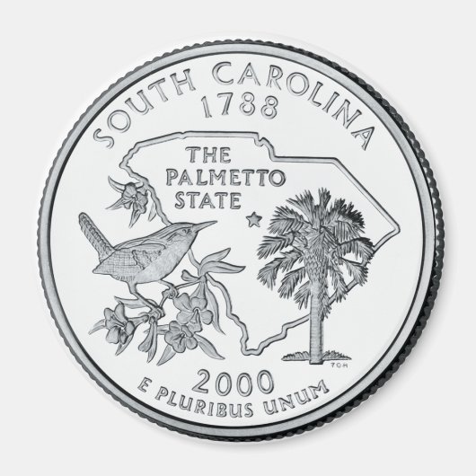 2000 South Carolina State Quarter magneet (Voorkant)