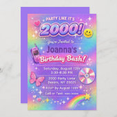 2000's Birthday Party Y2K Invitation Kaart (Voorkant / Achterkant)