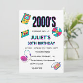 2000s feest blanco 30e verjaardag uitnodigingen (Staand voorkant)