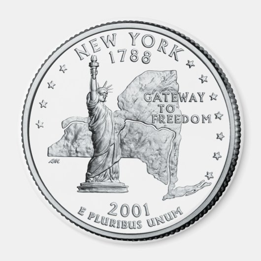 2001 New York State Quarter magneet (Voorkant)