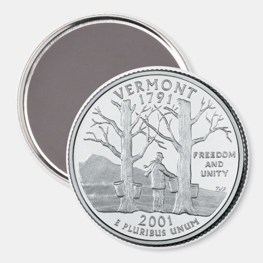 2001 Vermont State Quarter magneet (Voorkant / Achterkant)